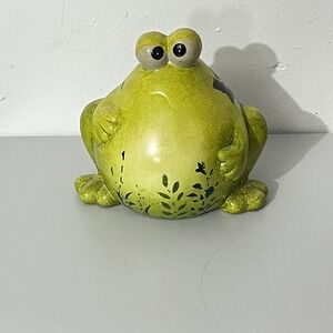 Unbranded‎ Frog Figurine Home Decor OS Green Ceramic Fern Leaf Stencil Toad